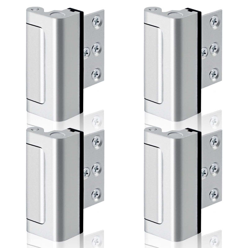 GreaTalent 4PACK Home Security Door Reinforcement Lock Childproof, Add High Security to Home Prevent Unauthorized Entry, Aluminum Construction Finish, Frame Lock, Silver - Image 1